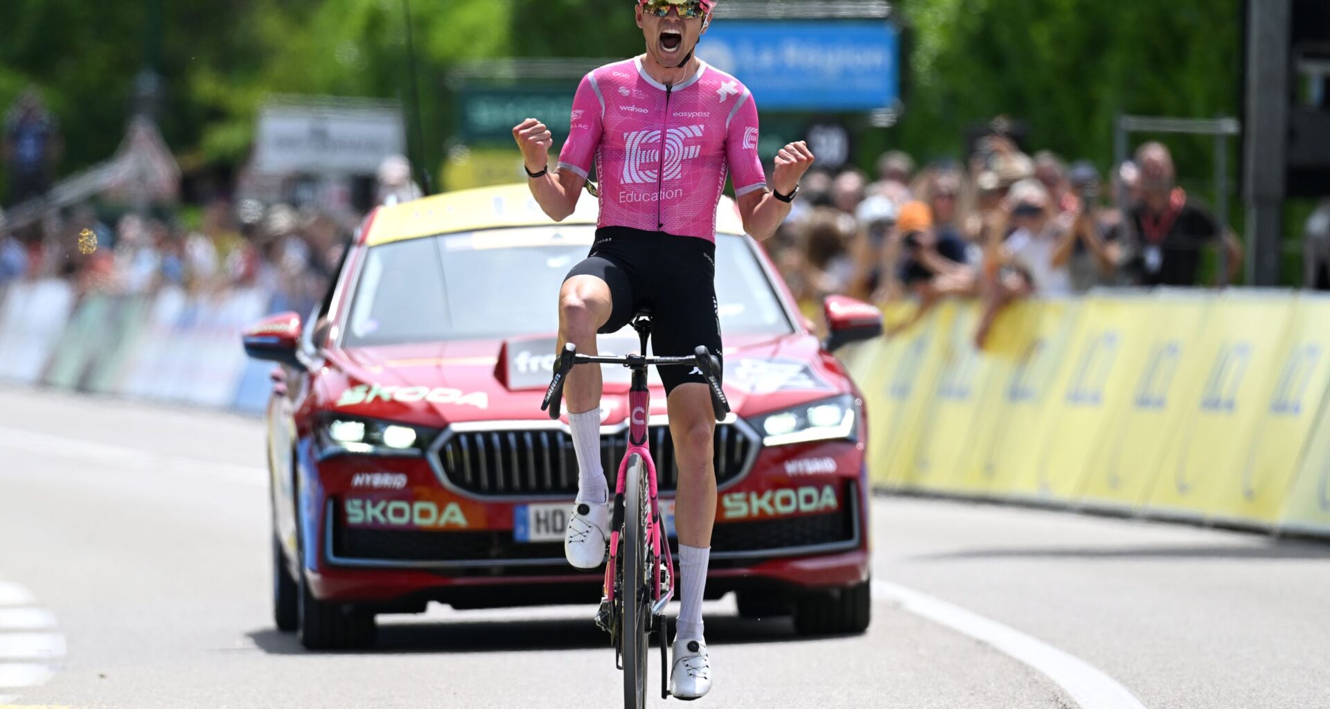 Critérium du Dauphiné: Frenchman Alex Baudin survives solo from early breakaway for biggest win of his career and yellow jersey on stage 1