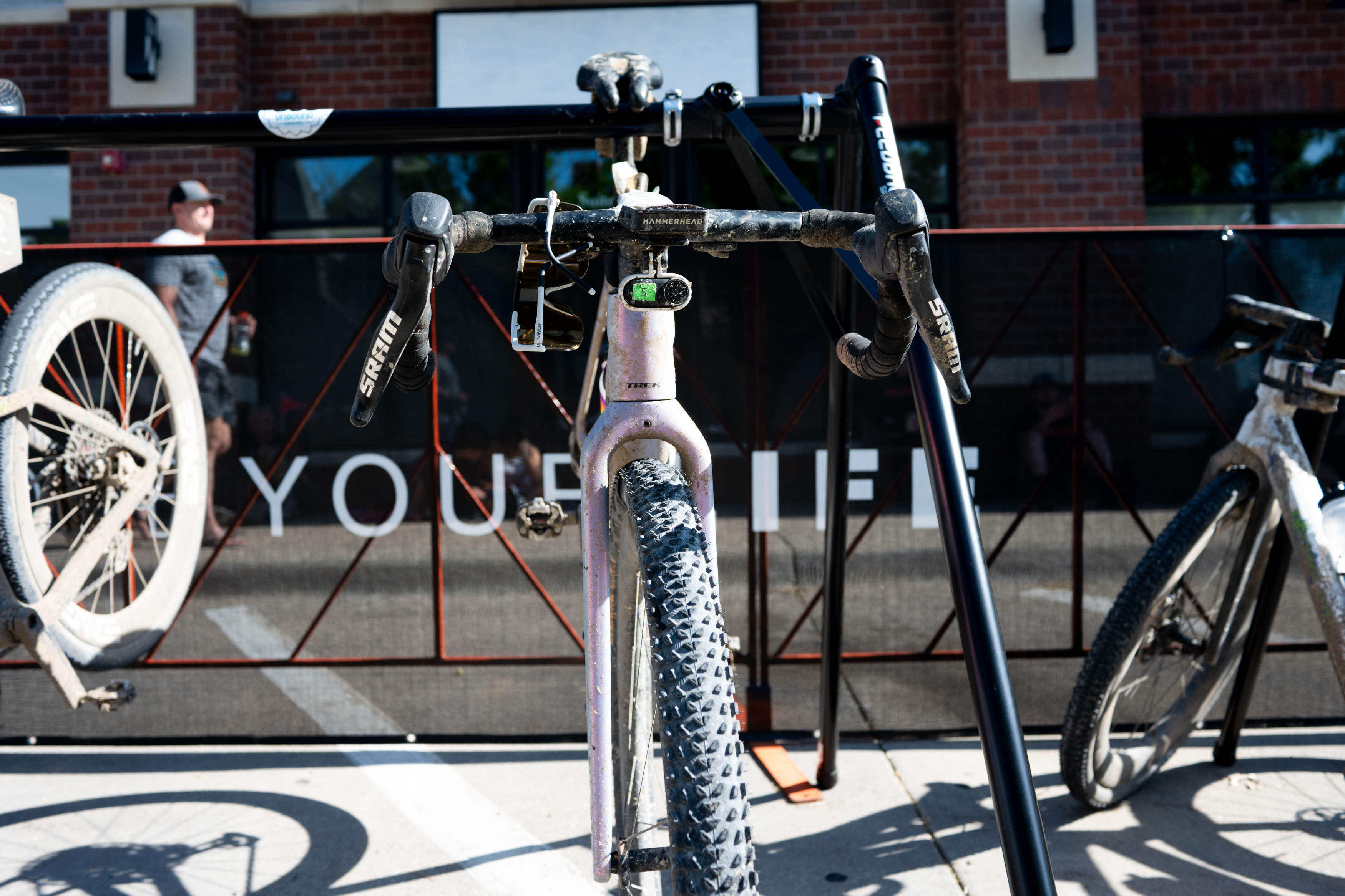 Photos of the bikes from the finish line of Unbound Gravel 2026