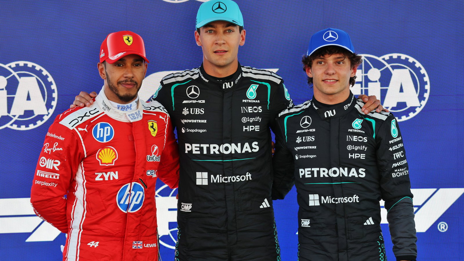 The top three qualifiers at the Barcelona-Catalunya Grand Prix