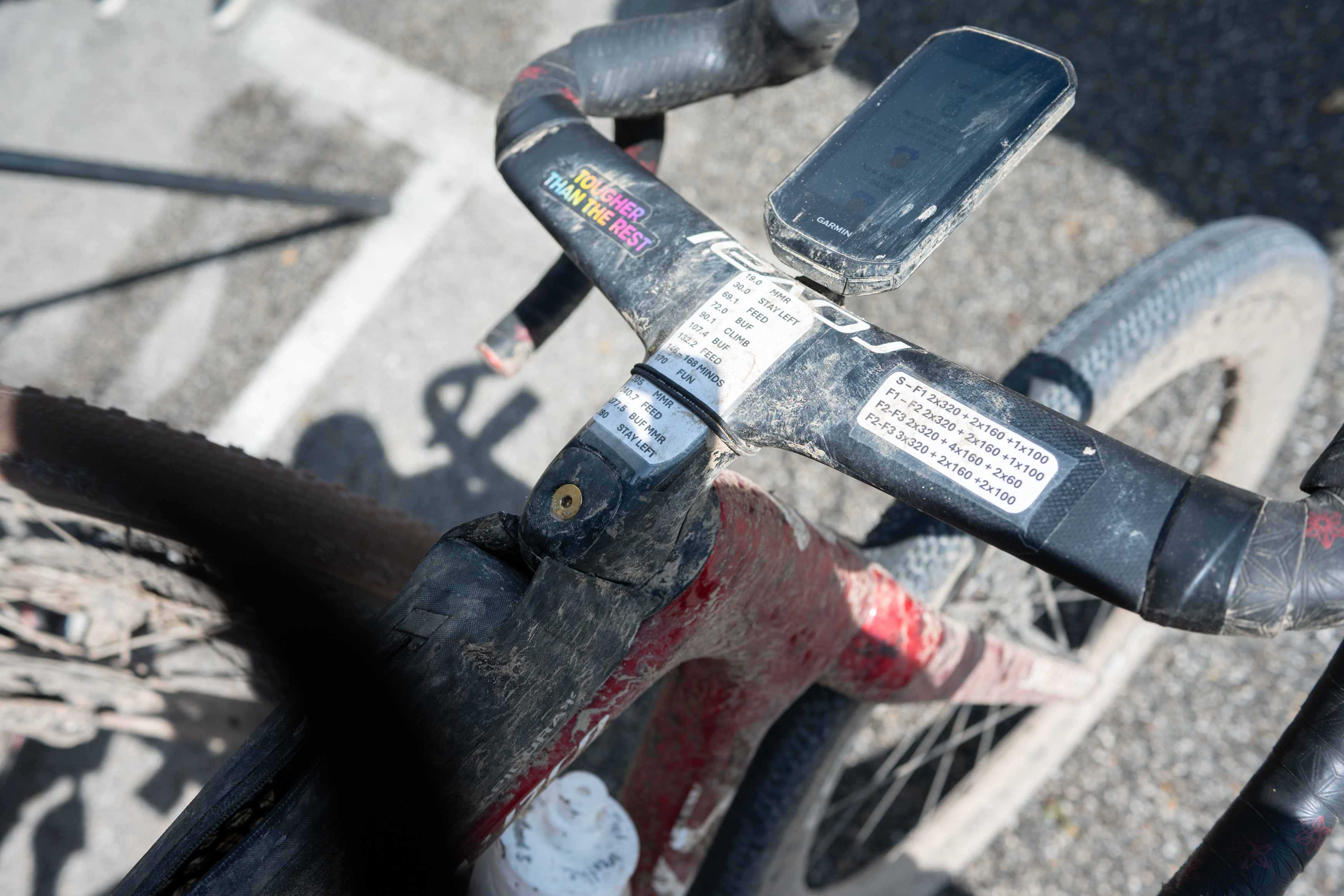 Photos of the bikes from the finish line of Unbound Gravel 2026