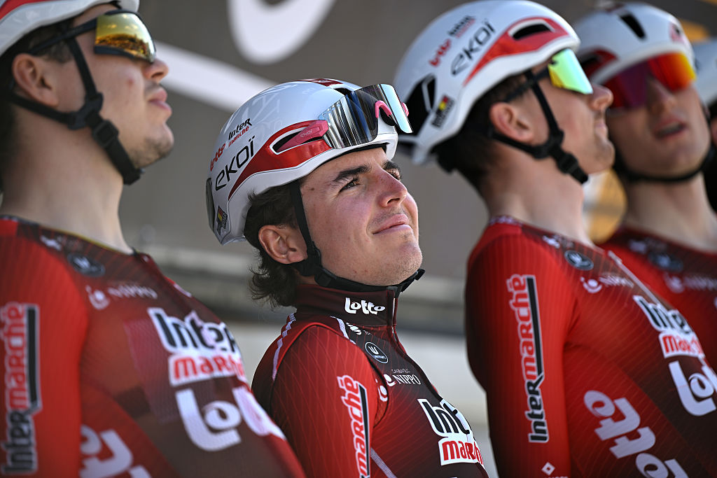 Jarno Widar with his Lotto-Intermarch&eacute; teammates at the 2026 Volta ao Algarve