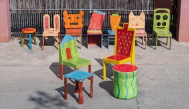 a series of colorful, whimsical chair designs conceived by children and created by Taekhan Yun
