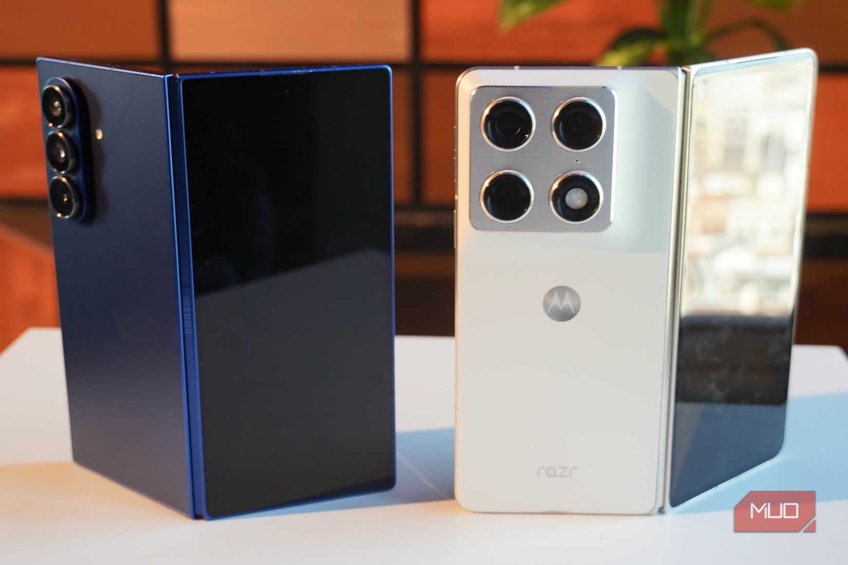 The Galaxy Z Fold 7 and the Razr Fold side-by-side.