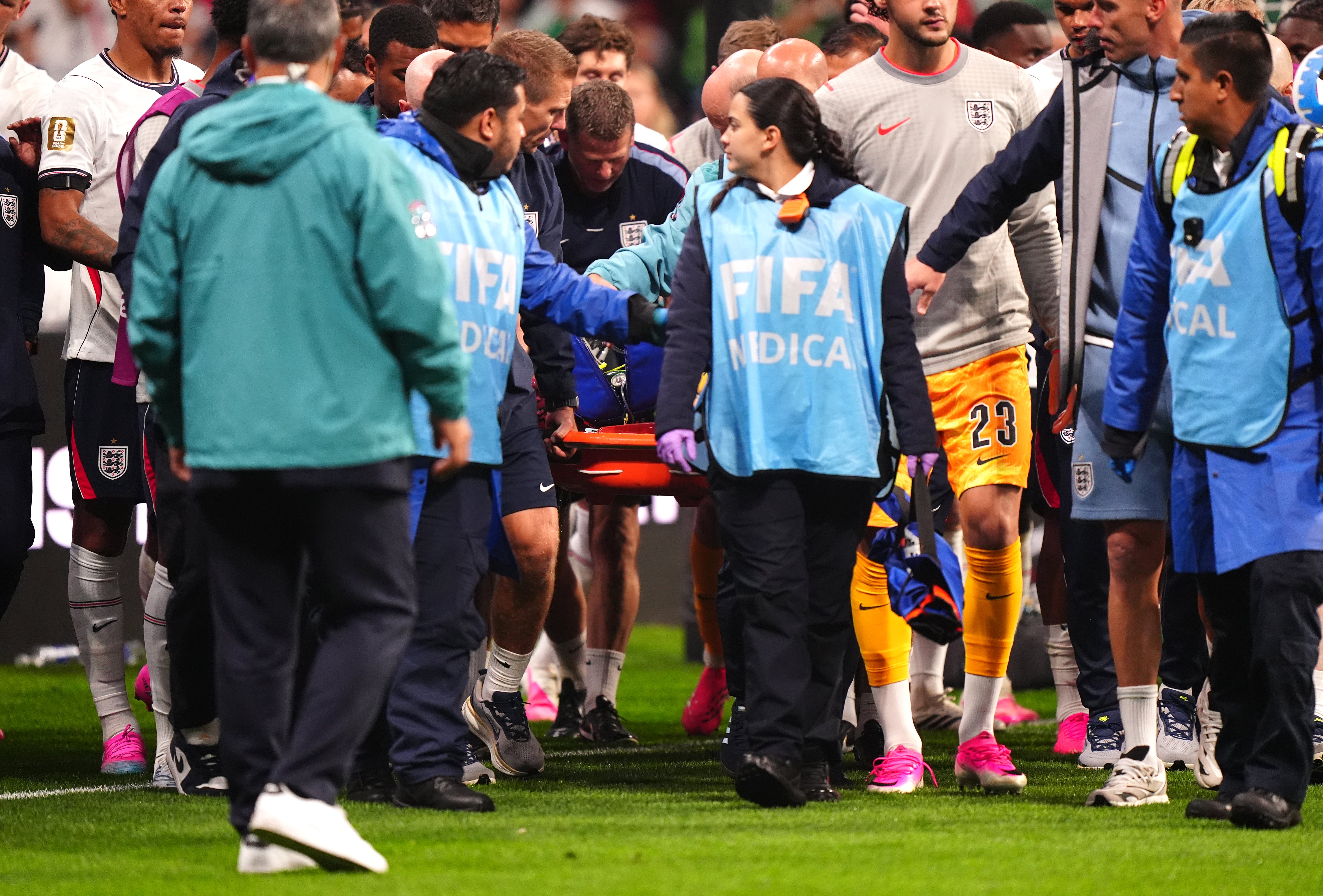 Henderson was carried away on a stretcher