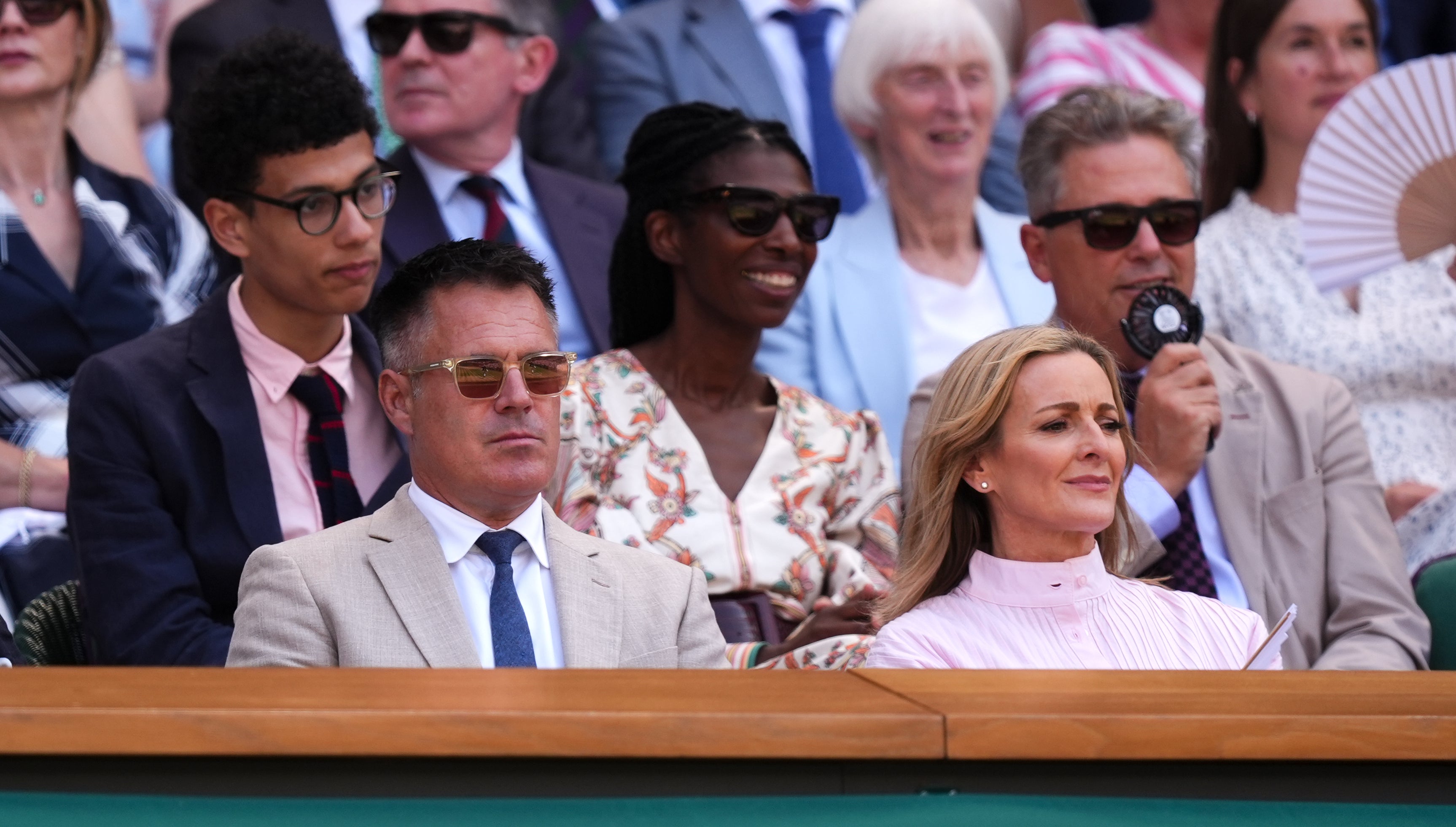 Gabby Logan (right) was also among the revelers at Wimbledon 2026