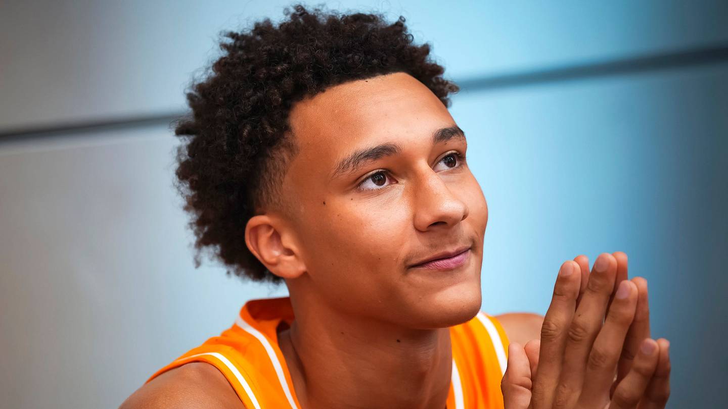 Tennessee forward Nate Ament (10) during Tennessee basketball's media day held at Pratt Pavilion on Oct. 9, 2025.