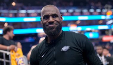Los Angeles Lakers forward LeBron James (23) walks off the court after the game against the Golden State Warriors at the Chase Center on April 9, 2026.