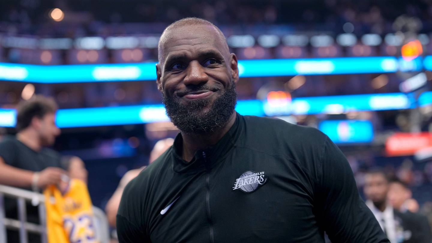 Los Angeles Lakers forward LeBron James (23) walks off the court after the game against the Golden State Warriors at the Chase Center on April 9, 2026.
