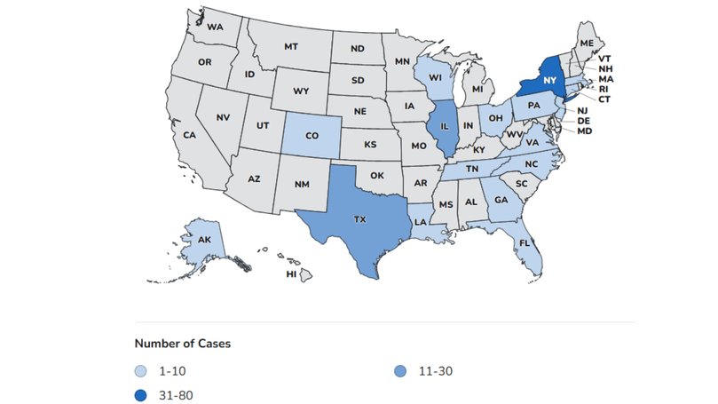 The majority of cases reported up until June 16 were in the state of New York.