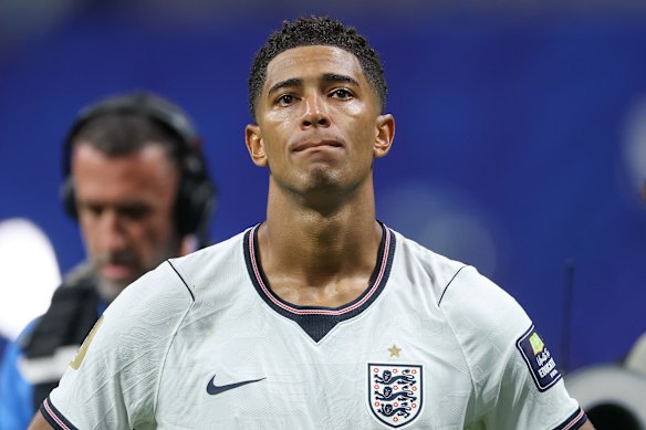 Jude Bellingham looks on after England’s loss to Argentina in the semi-finals.