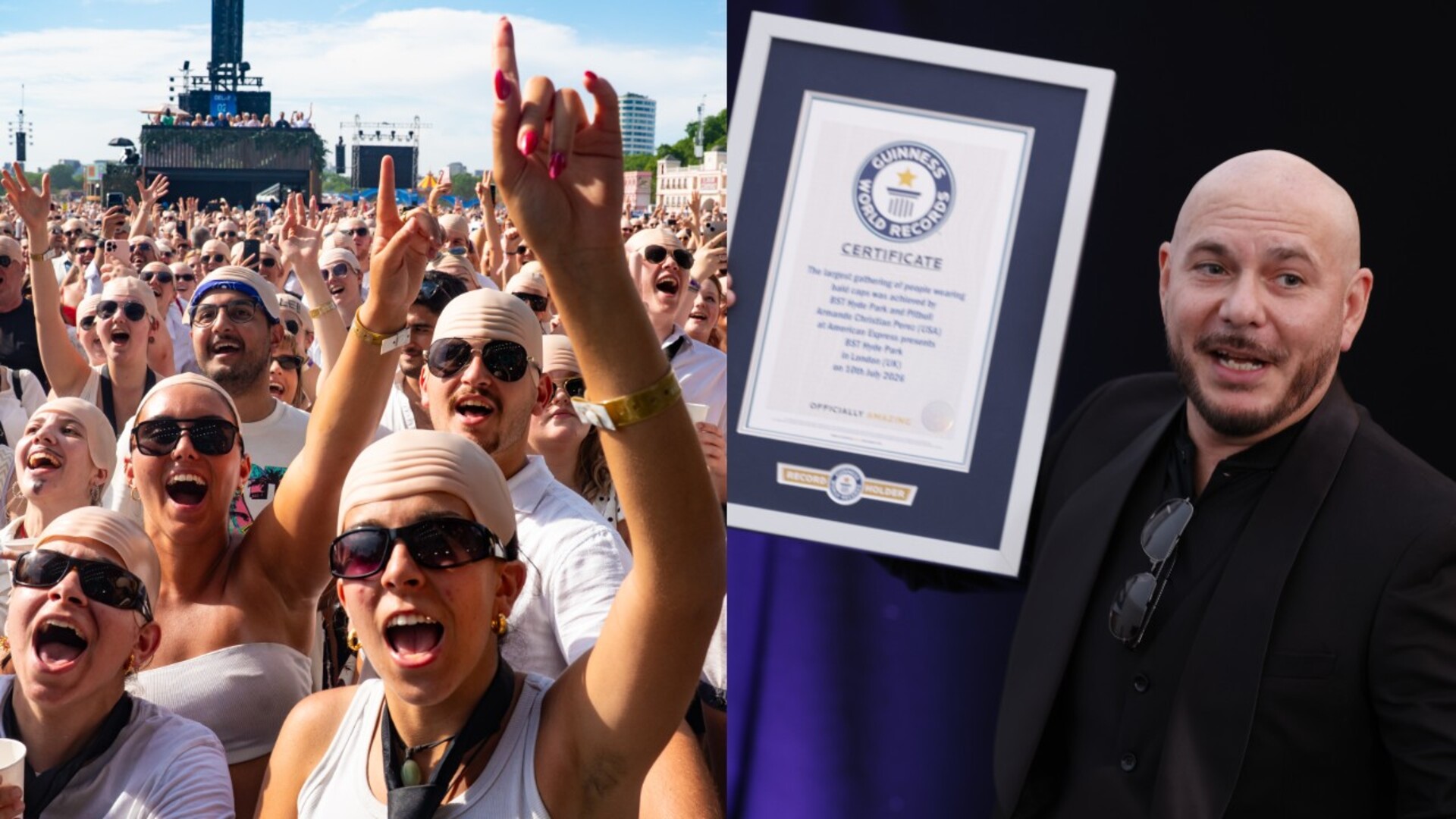 ‘It’s a blessing and an honour to see the baldies’: Pitbull sets bald cap Guinness World Record
