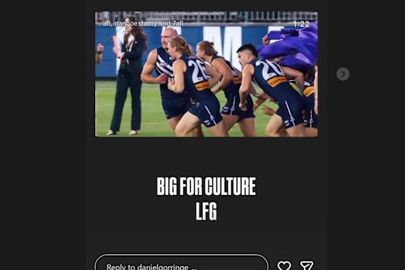 Dan Gorringe was involved in the social media blitz for Thursday night’s Dockers-Swans match. 