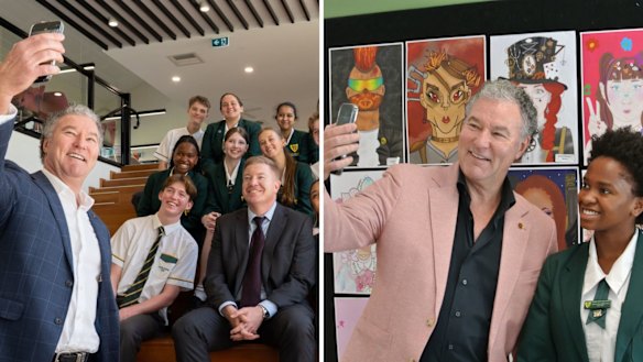 Langbroek has taken his “signature move” fish-eye selfies at Corinda SHS on multiple occasions.