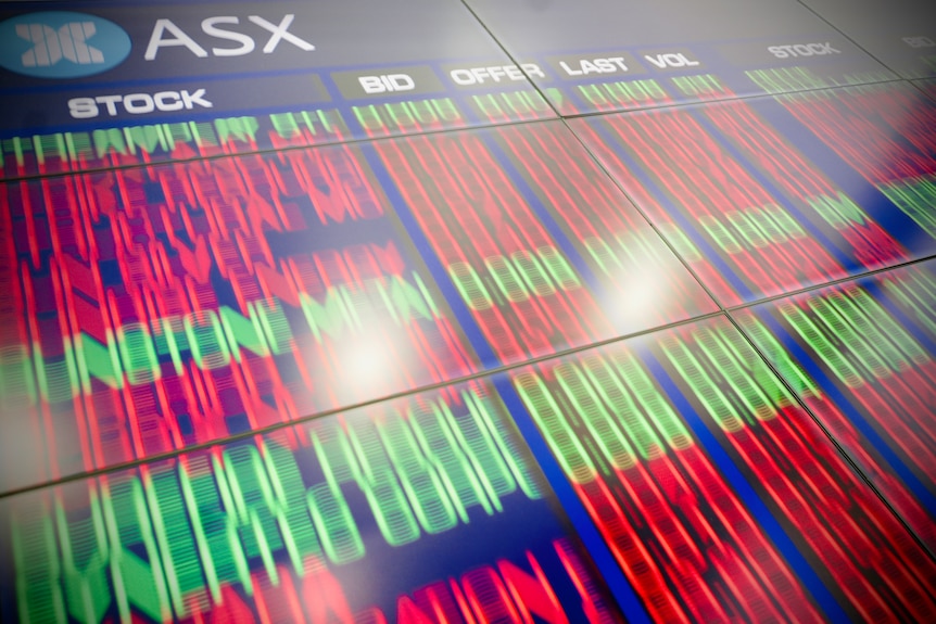 A blurred image of an ASX results board