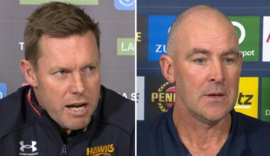 AFL news 2026: Sam Mitchell and Steven King press conference videos after Melbourne Demons defeat Hawthorn Hawks in bizarre game