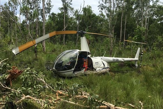 helicopter crash site showing wreckage