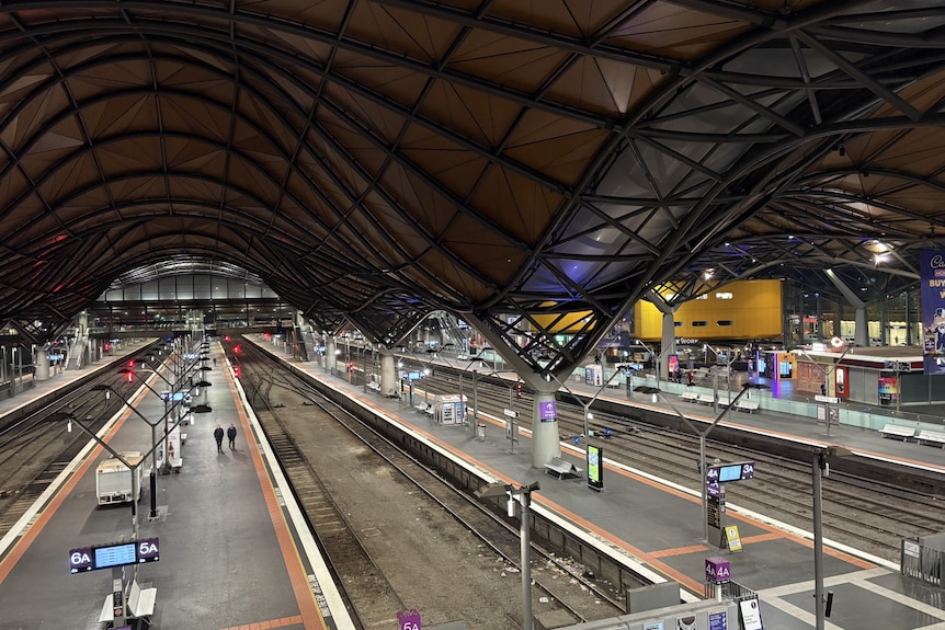 Empty train platforms.