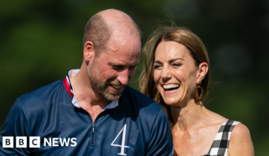 Catherine cheers on William at charity polo match - BBC