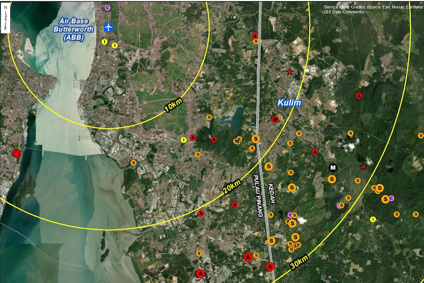 Map showing air force base
