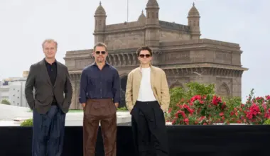 (From left) Christopher Nolan, Matt Damon and Tom Holland at The Odyssey photo call in Mumbai on July 11.