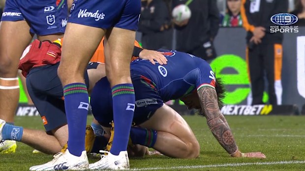 The Warriors star managed to play on after the hit.