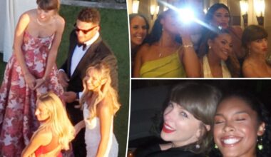Taylor Swift parties with WAGs at NFL star’s wedding with Travis Kelce