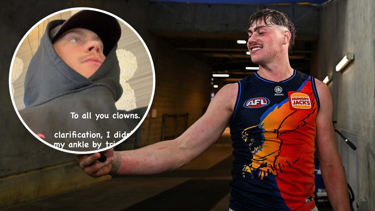 West Coast Eagles gun midfielder Harley Reid explains how he injured his ankle