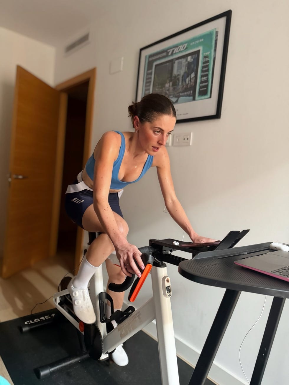 imogen doing an indoor cycling workout