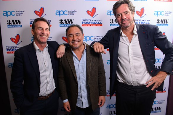 Andrew Dillon with Sam Pang and Gillon McLachlan.