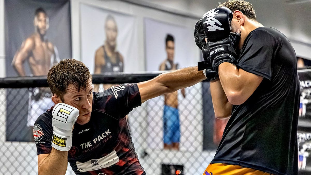 MMA fighter Dustin Lampros spars