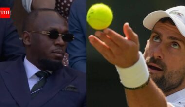 'Fastest man alive' watches tennis great: Usain Bolt turns up for Novak Djokovic's Wimbledon clash - Watch | Tennis News