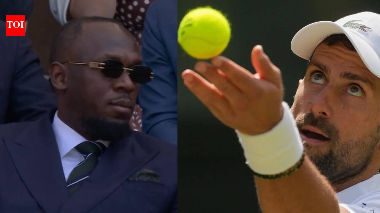 'Fastest man alive' watches tennis great: Usain Bolt turns up for Novak Djokovic's Wimbledon clash - Watch | Tennis News