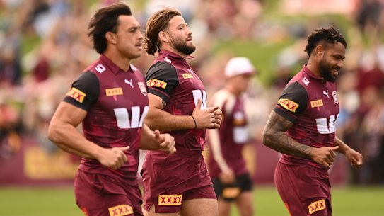Pat Carrigan trains with the Maroons.