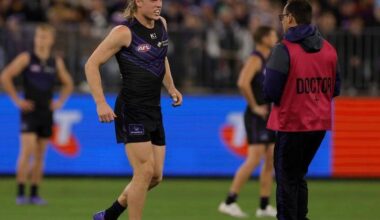 Hayden Young is doubtful to play against the Sydney Swans but his return is not far away. Photo: Richard Wainwright/AAP PHOTOS