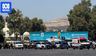 Explosions rock Damascus near hotel hosting French President Emmanuel Macron
