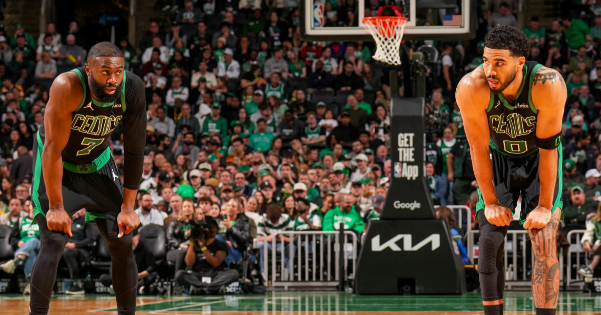 Jayson Tatum reacts to Celtics’ trading Jaylen Brown to the 76ers