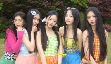 From left are Danielle, Hyein, Hanni, Minji and Haerin of K-pop girl group NewJeans