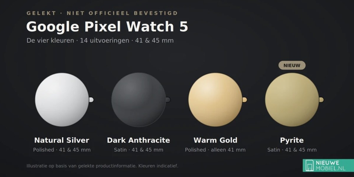 Pixel Watch 5 colors and pricing leak ahead of launch