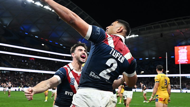 Three-try Tupou celebrates 300th game in style as Roosters thump Eels