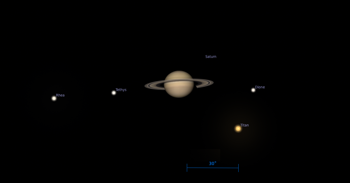 The Sky Today on Sunday, July 12: Titan sits near Saturn