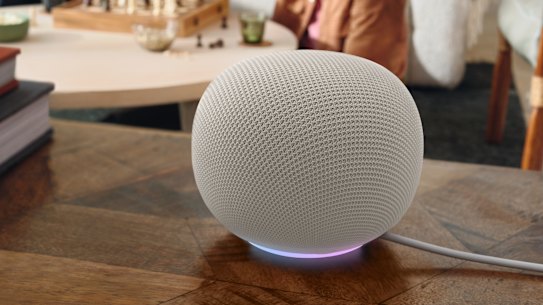 Coloured lights let you know when the speaker has heard its wake word, is listening, is thinking or is muted.