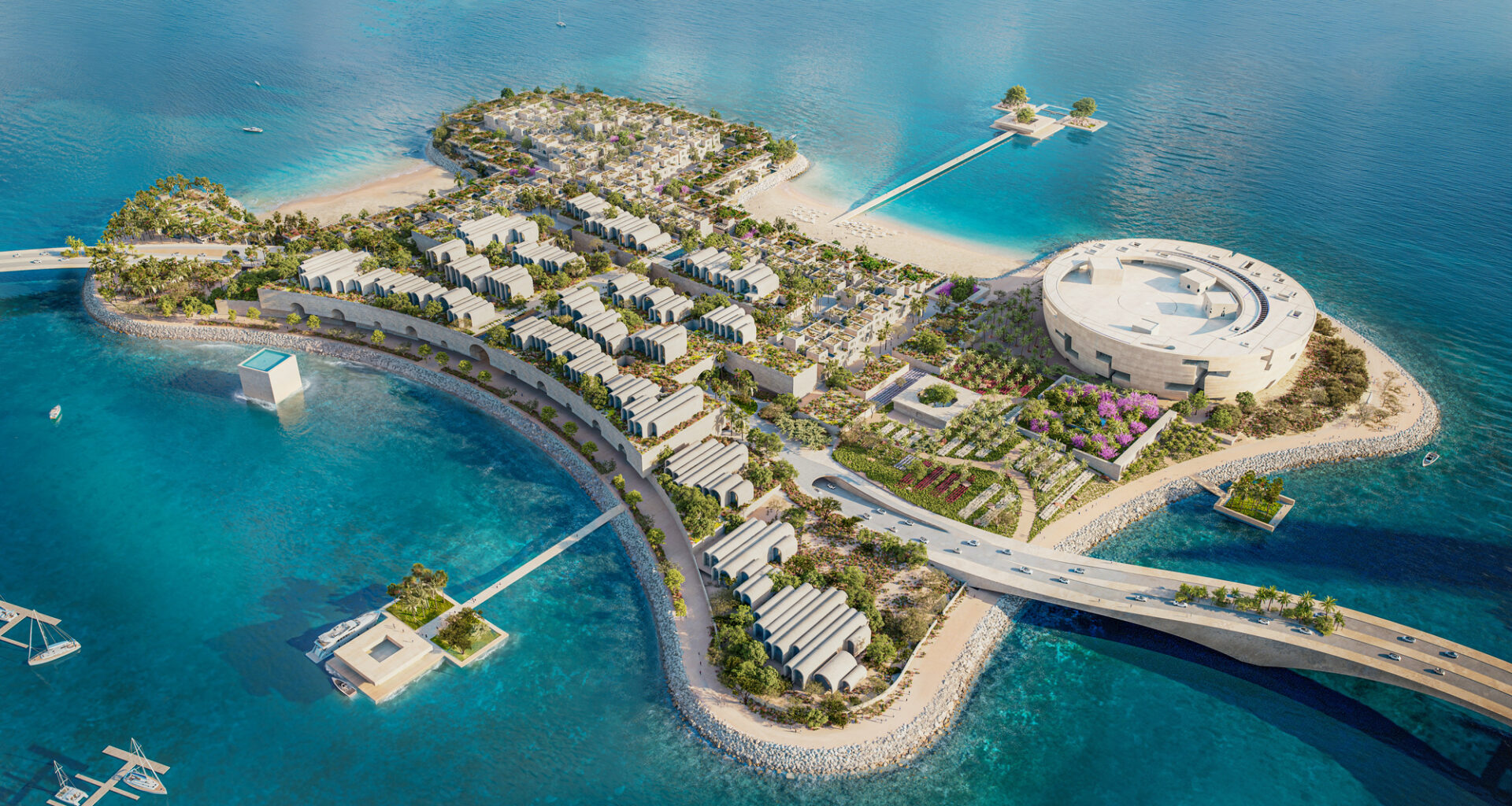 Herzog & de Meuron Unveils New Images of Lusail Museum on Qatar's Al Maha Island