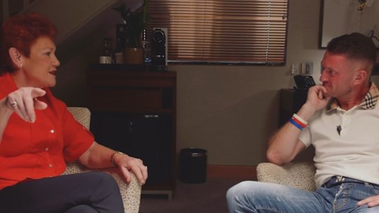Pauline Hanson on the Tommy Robinson podcast.