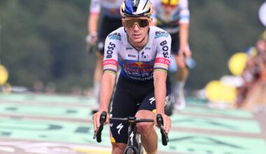 Evenepoel got held up by a team car on Tour de France stage 14