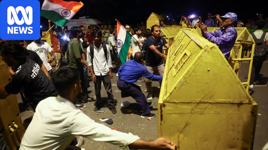 Supporters of India's youth-led 'cockroach' movement caned by police in attempt to march on parliament