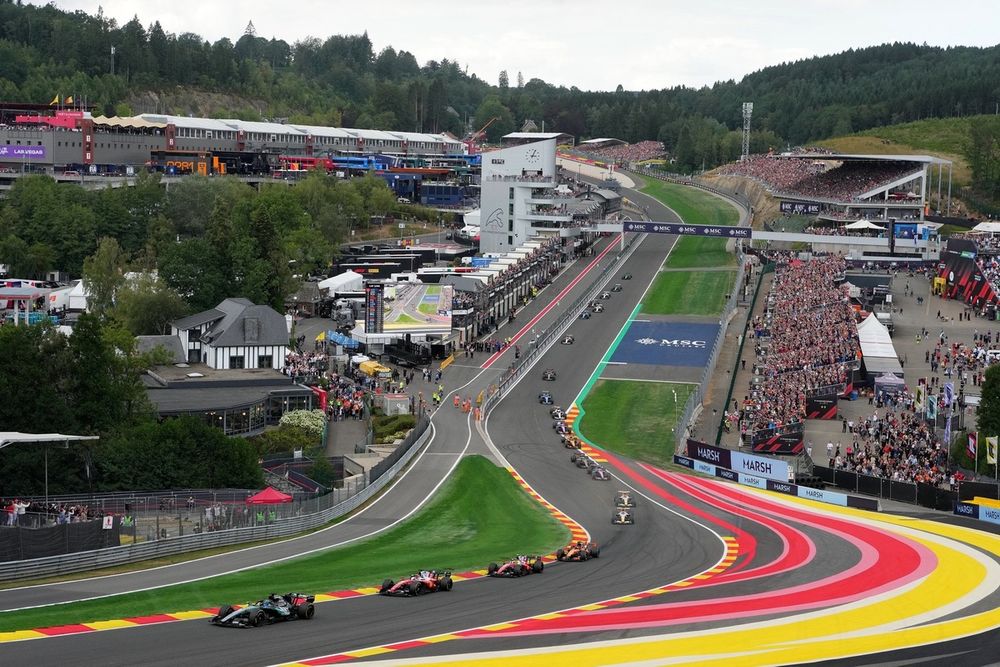 Hamstrung by an empty battery, George Russell immediately came under pressure from the two Ferraris at the start