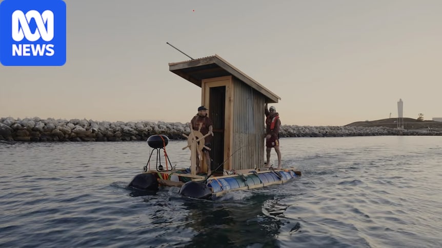 Duo sails toilet to Kangaroo Island on homemade barge