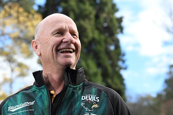 Ken Hinkley on his first day as Tasmania Devils coach.
