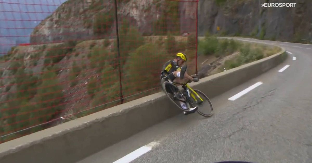 Kuss crashes twice in the Tour de France; narrowly avoids abyss