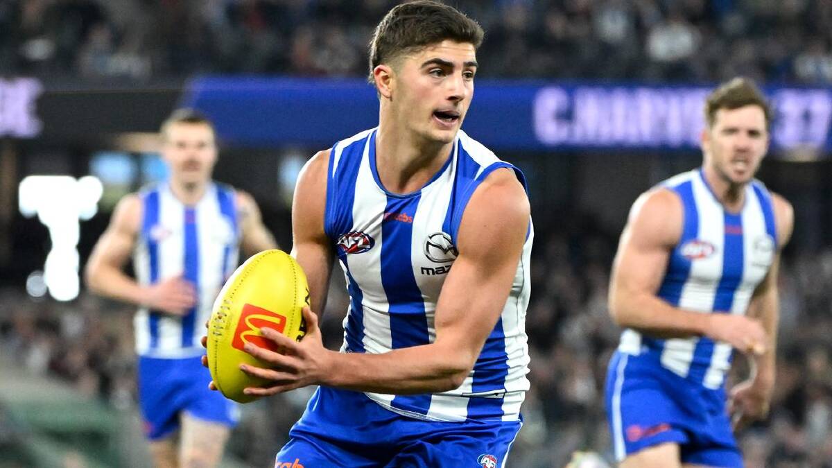 Harry Sheezel was useful as usual for the Kangaroos, with 29 touches and a goal. (Adam Trafford/AAP PHOTOS)